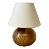 vintage wooden ball lamp small model with fabric shade 80's design