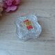 Old small square crystal box Anna Hütte