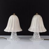 Set of 2 filigree Murano glass lamps