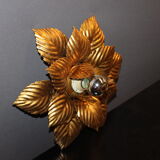 Pair of wall lamps or ceiling lamps in gold metal around 1980