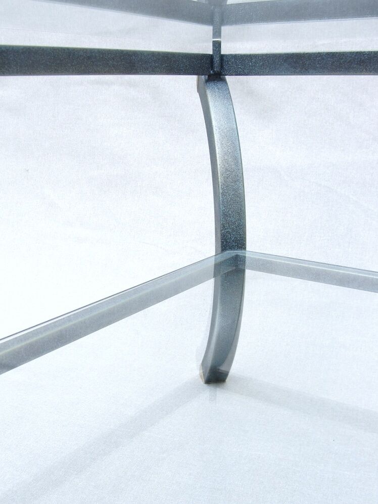 Vintage coffee table, metal and glass, Pierre Vandel