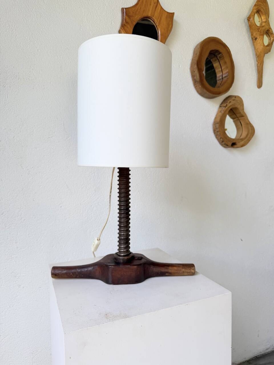 Lampe de table brutaliste artisanale 1950