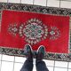 Tapis vintage fait main Tabriz 80 x 126 cm laine rouge vif - 1C1048