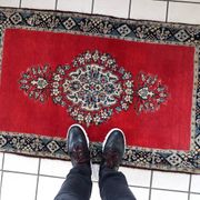 Tapis vintage fait main Tabriz 80 x 126 cm laine rouge vif - 1C1048