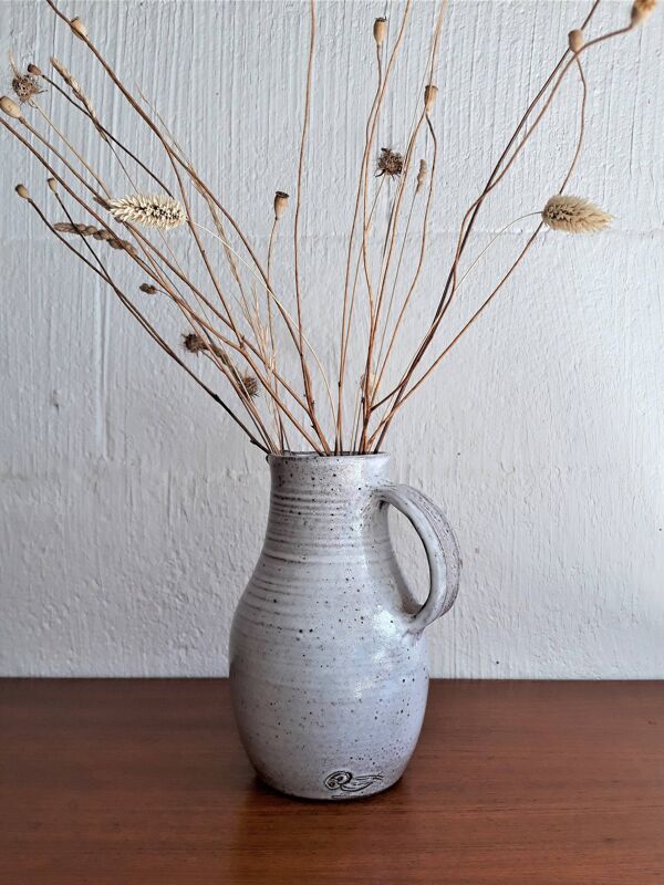 Pichet vintage céramique Jeanne et Norbert Pierlot grès vernissé 1950