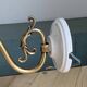 Holophane tulip brass swan neck wall lamp with porcelain rosette