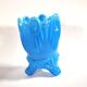 Portieux Gothic opaline goblet candle holder in blue opaline signed - 1910