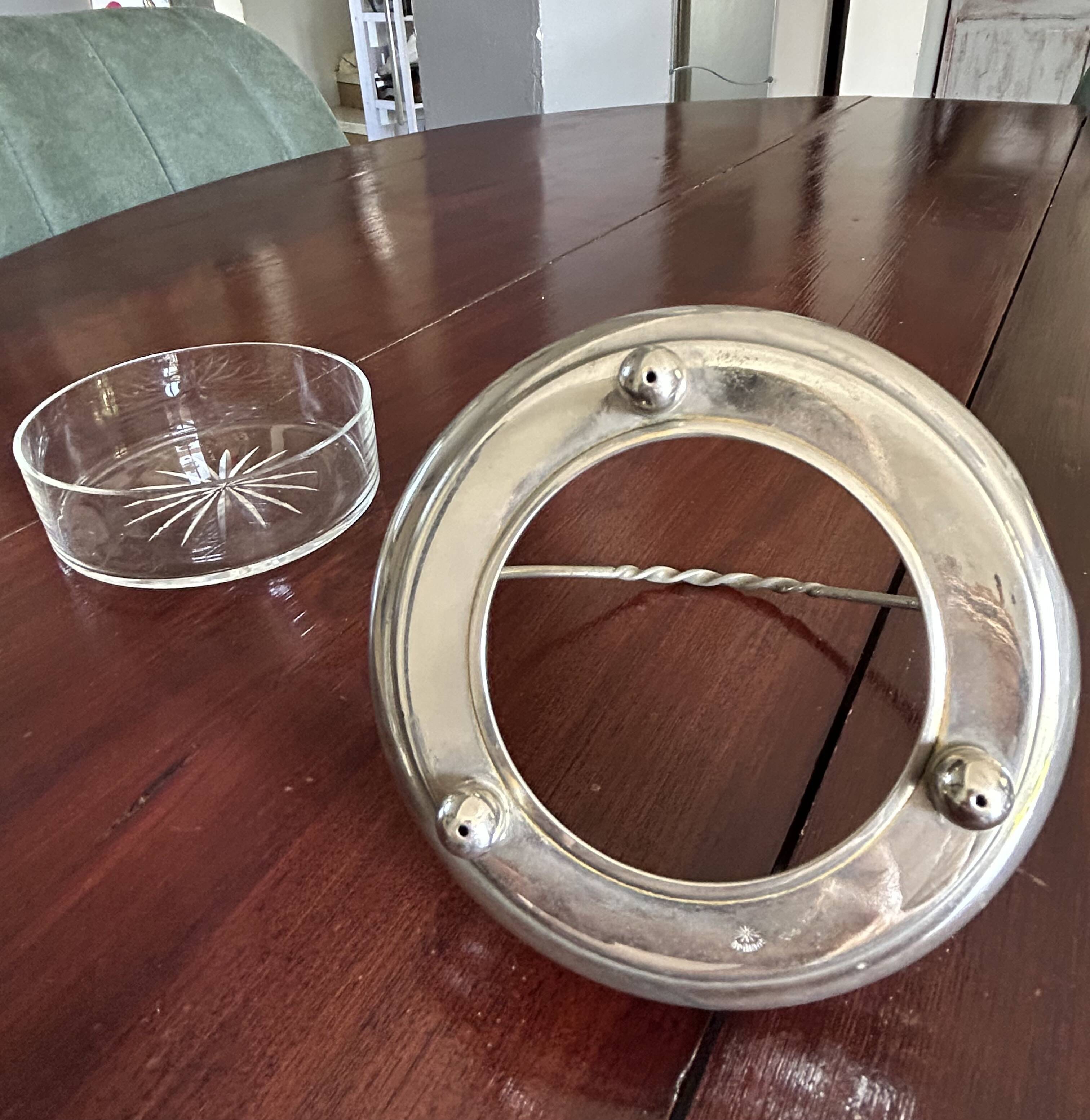 Silver-plated and crystal bonbonnière