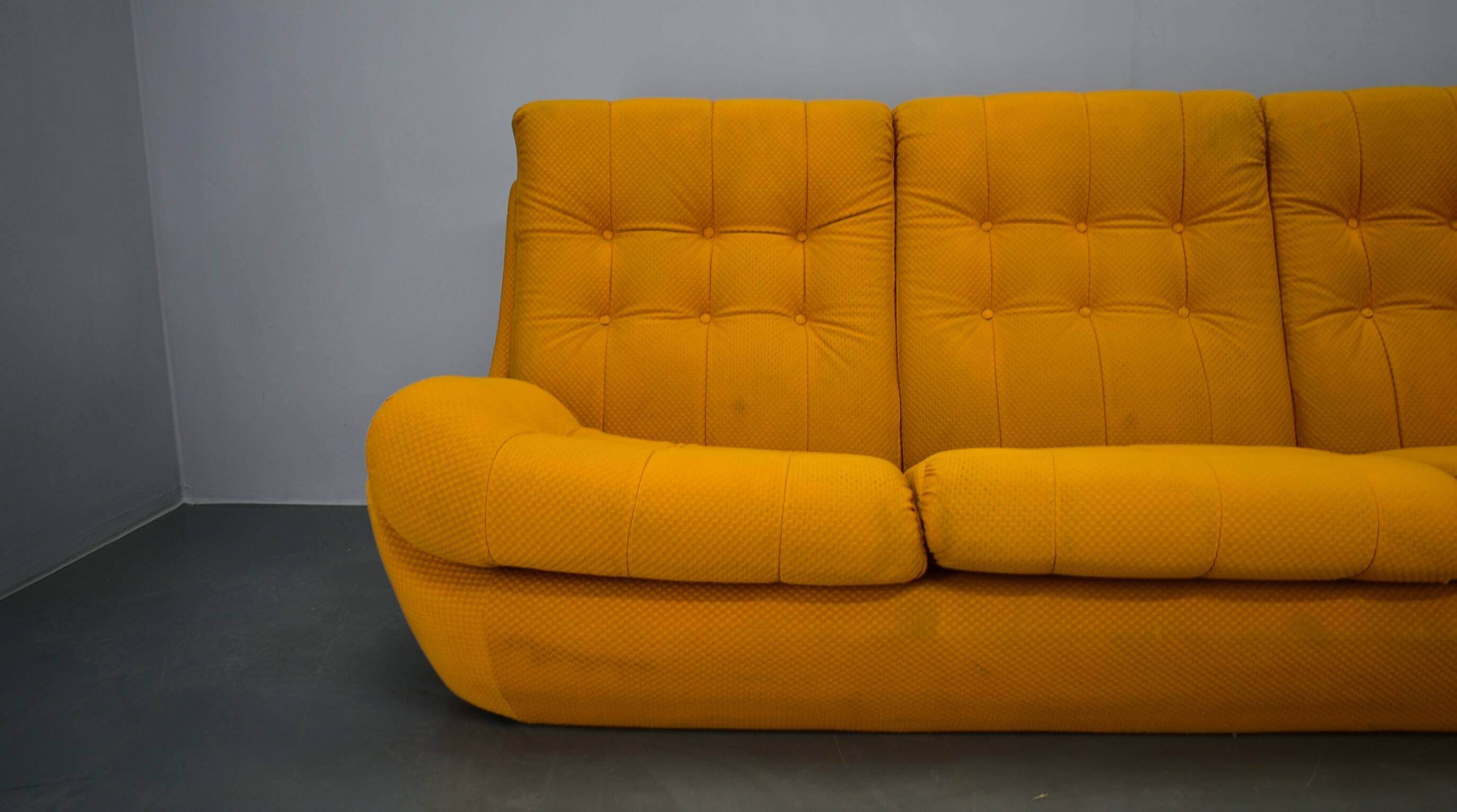 20th century, yellow Atlantis three-seater sofa, 1960s