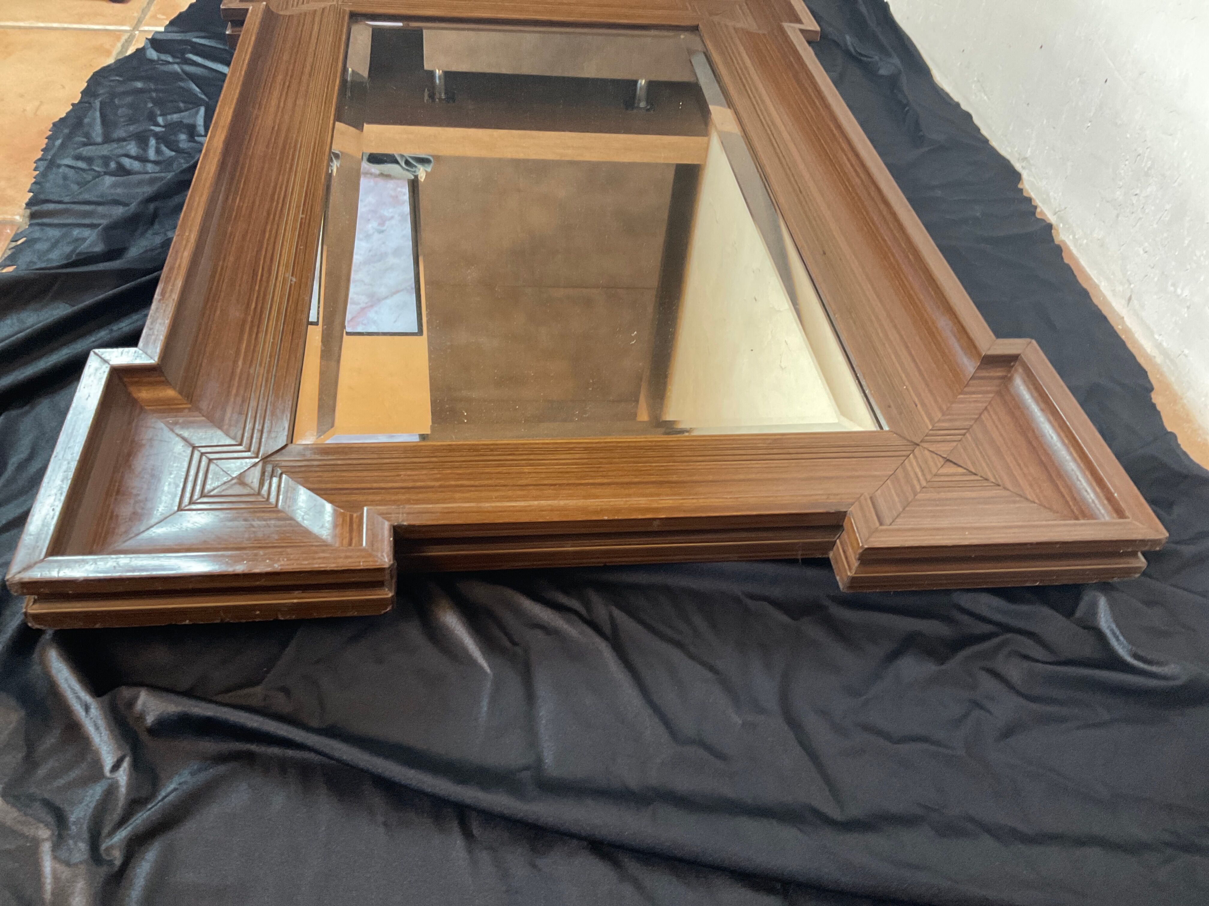 Mirror design art deco in wood geometric shape 58x84cm