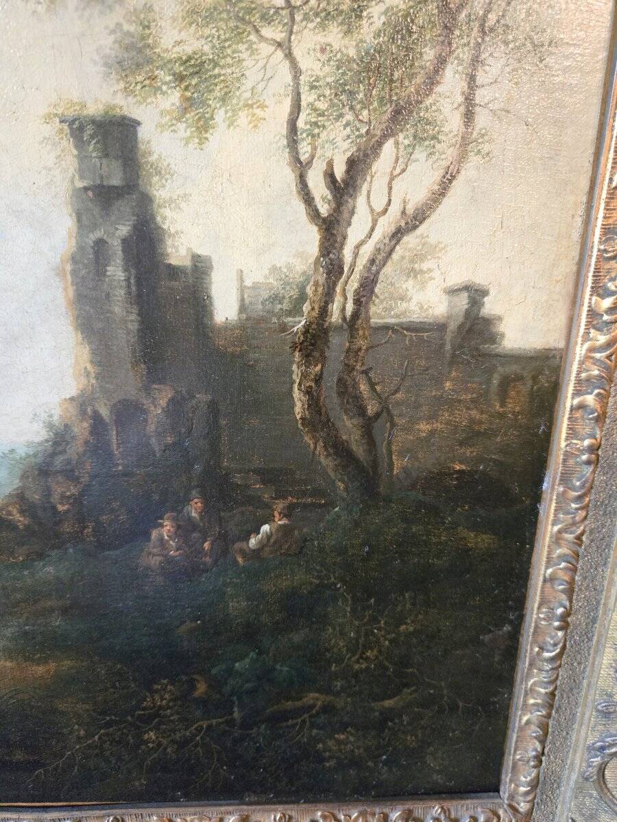 19th Century Italian School: oil on canvas painting "The Diligence"