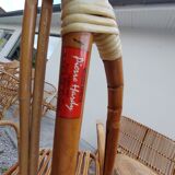 Set bench table and two armchairs in rattan 1950 vintage