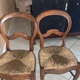 Set of 2 mahogany chairs Beech sitting straw