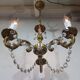 3-light bronze and crystal chandelier