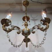 Lustre 3 lumières bronze et cristal