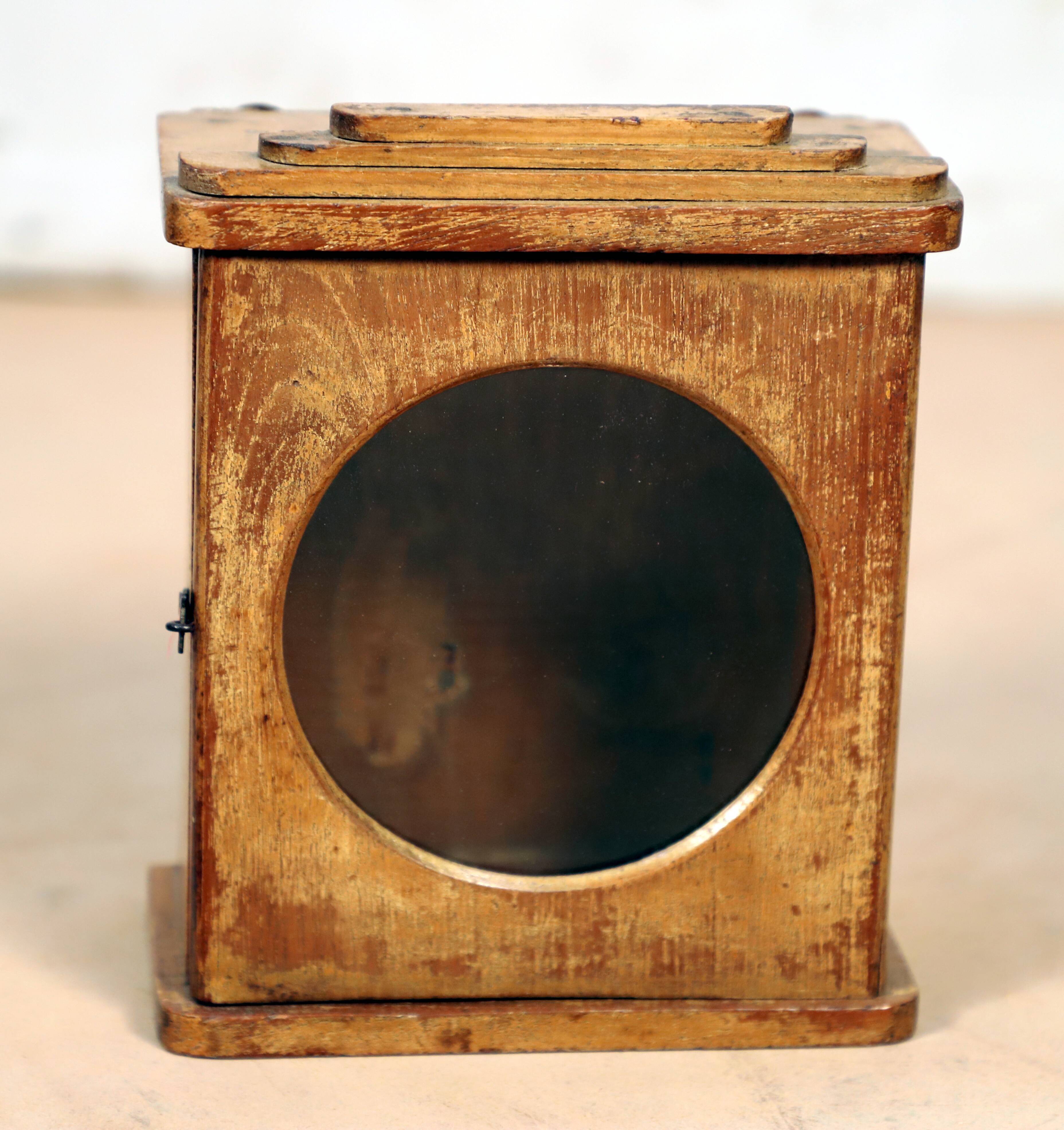 Wall display case - old burmese teak clock box