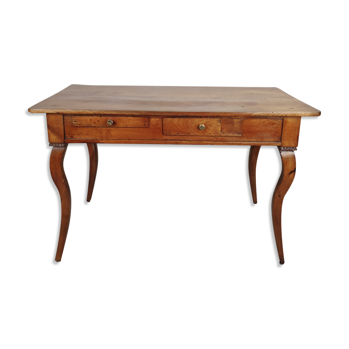 Louis XV style table curved legs two drawers and extension cord