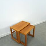 Teak vintage bijzettafel set