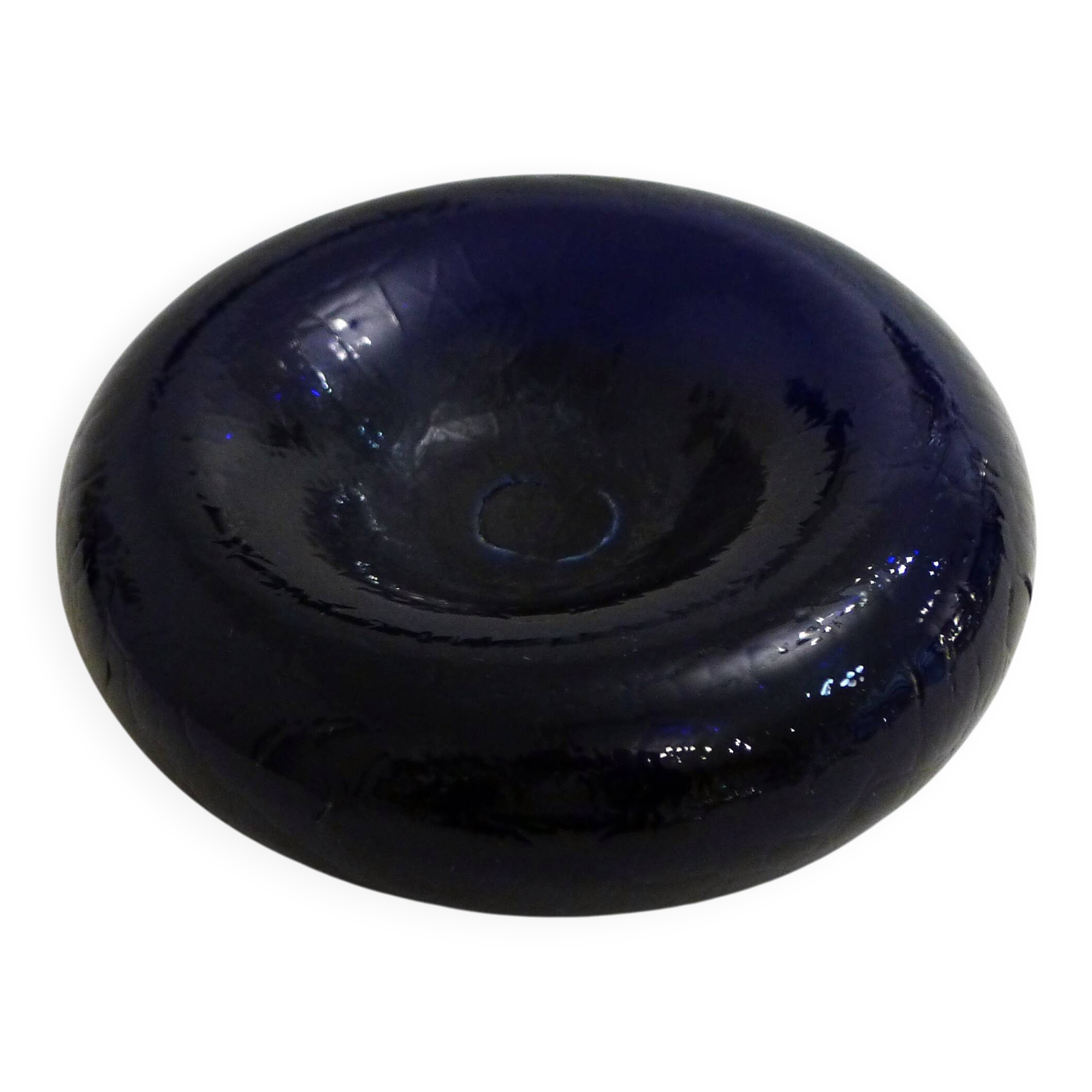 Cobalt blue "tyre" catchall in glass