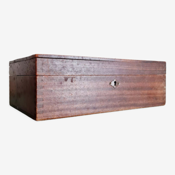 Antique wooden box with locker