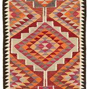 Turkish Handwoven Vintage Herki Kilim 90 cm x 322 cm