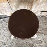 Bar Stool White Metal Leg + Vintage Brown Wood Seat #A352