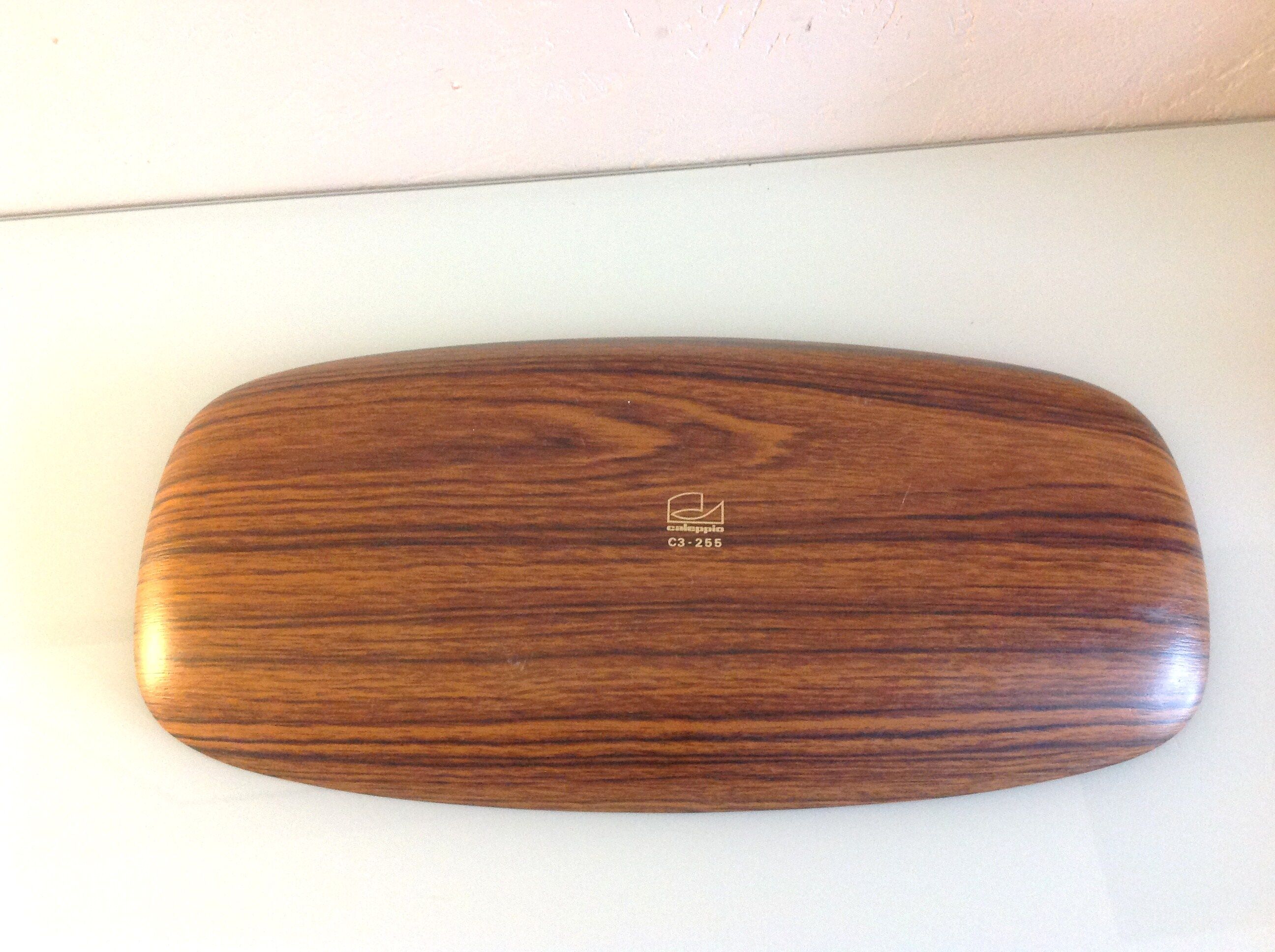 Oval flat imitation wood by Caleppio Robex / vintage 60s-70s