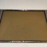 Chrome tray style faux-bamboo with smoked glass top