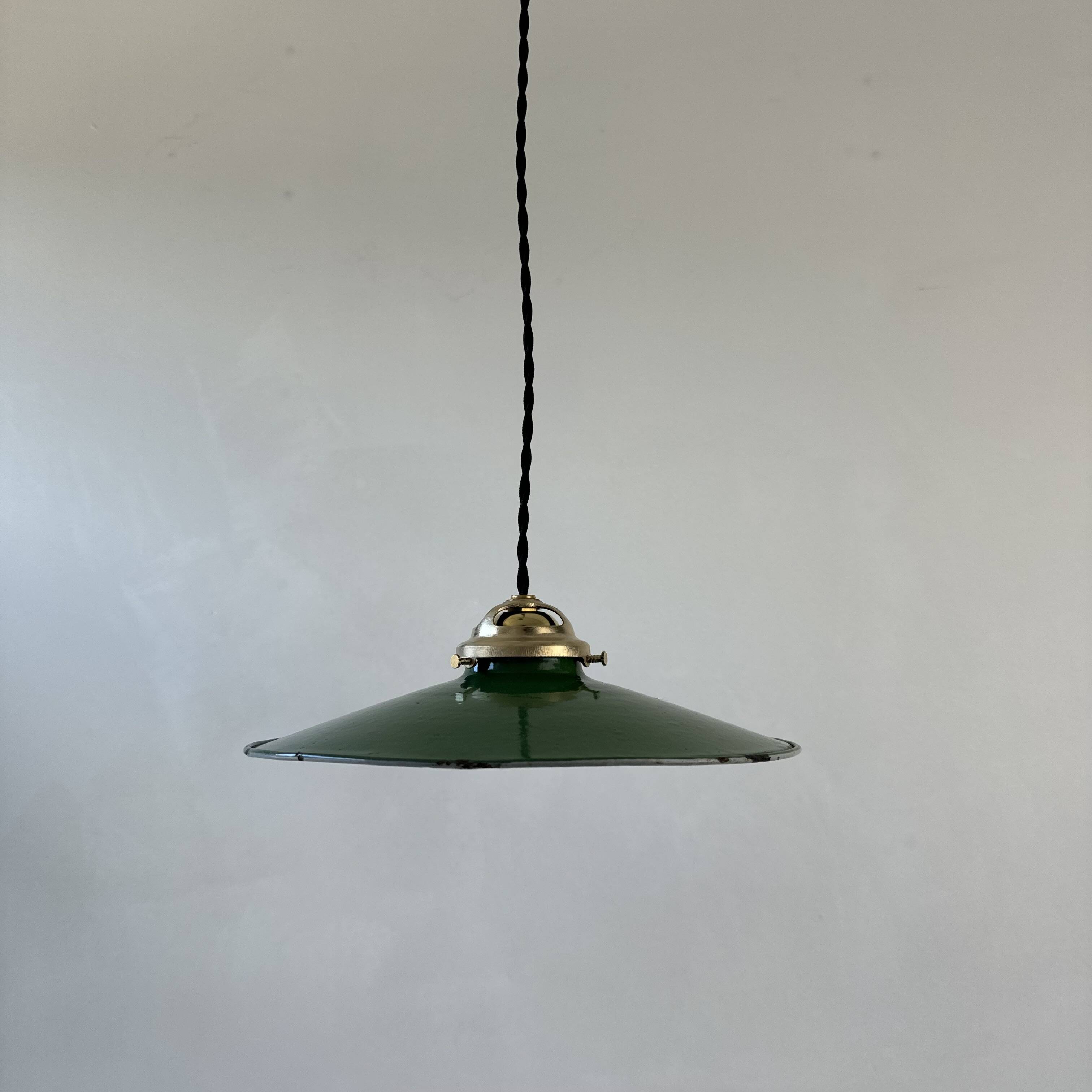 Antique industrial conical enamelled pendant light 25 cm