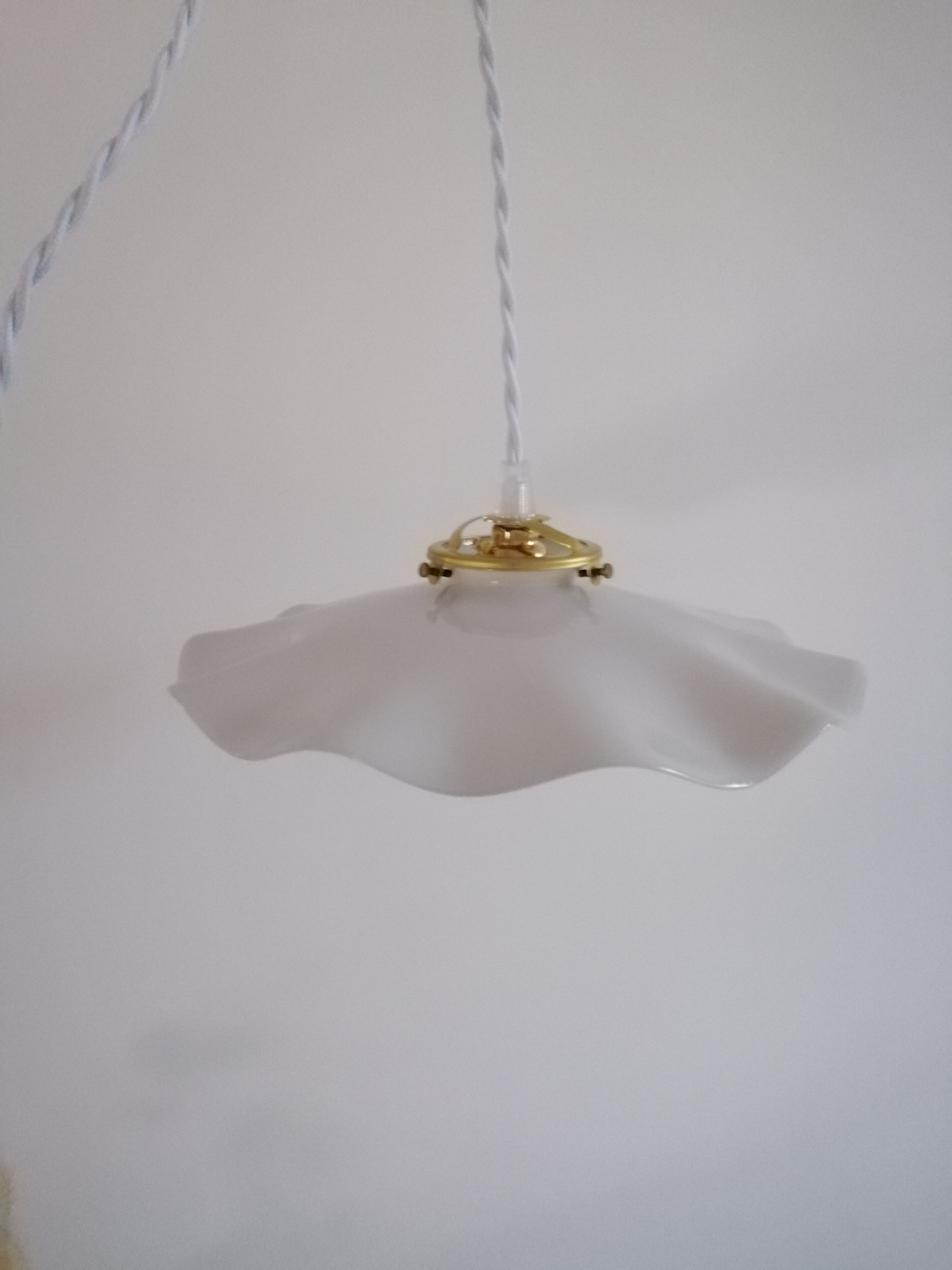 Vintage white opaline pendant lamp