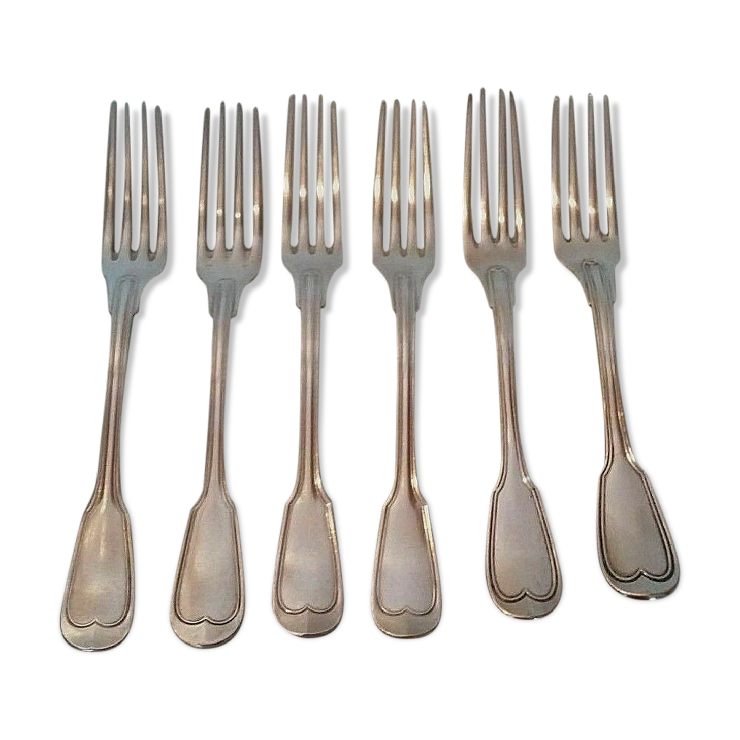 Set of six forks including three in white metal alloy SFAM a Christofle