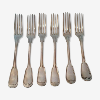 Set of six forks including three in white metal alloy SFAM a Christofle