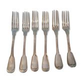 Set of six forks including three in white metal alloy SFAM a Christofle