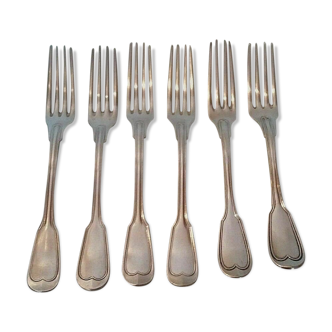 Set of six forks including three in white metal alloy SFAM a Christofle