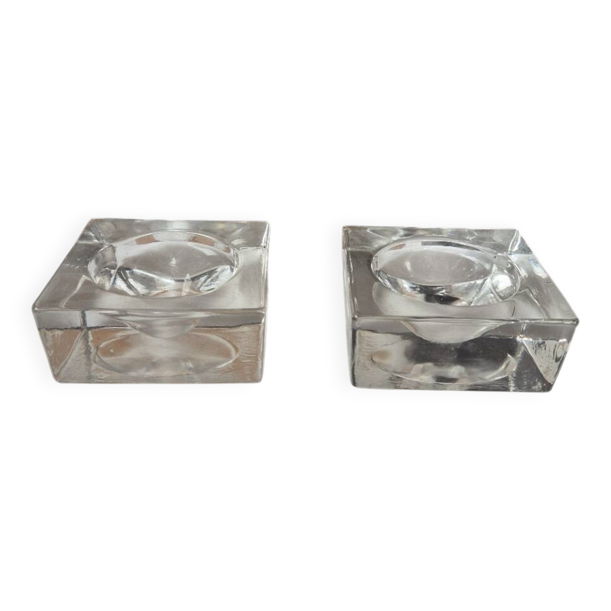 Pair of designer glass candle holders