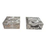 Pair of designer glass candle holders