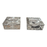 Pair of designer glass candle holders