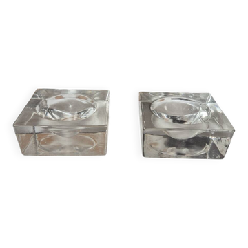 Paire de bougeoirs verre design
