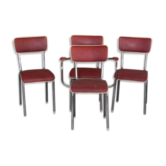 3 chaises et 1 fauteuil vintage