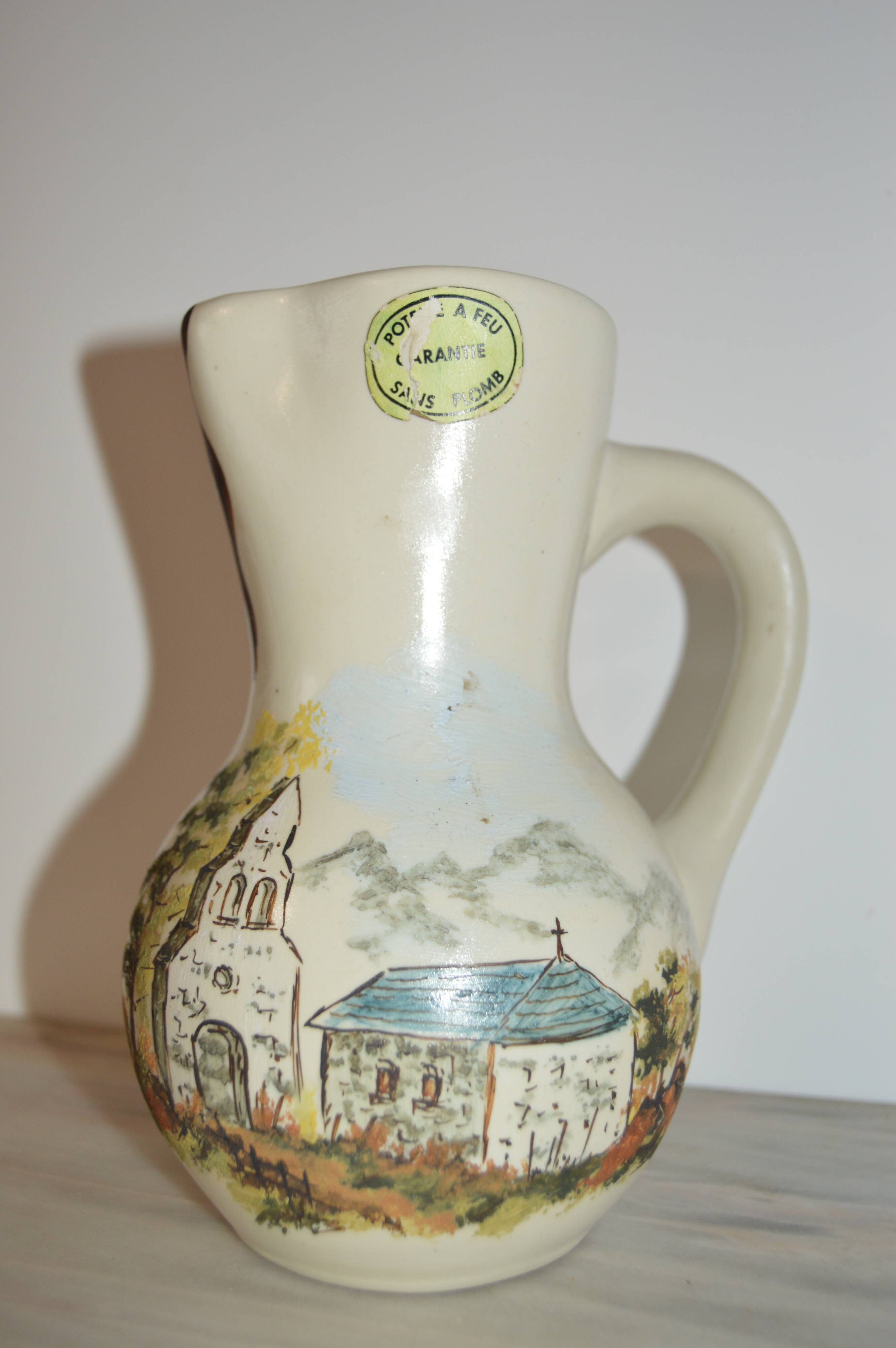 Ceramic pitcher signed Cazalas