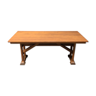 Old oak monastery table in Arts & Crafts style, Dutch 1940s