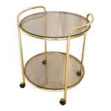 Vintage Smoked Glass Serving Trolley: 1970s Mid-Century Modern Bar Cart