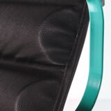 Black leather chair by Giovanni Tommaso Garattoni Italy glass and black leather