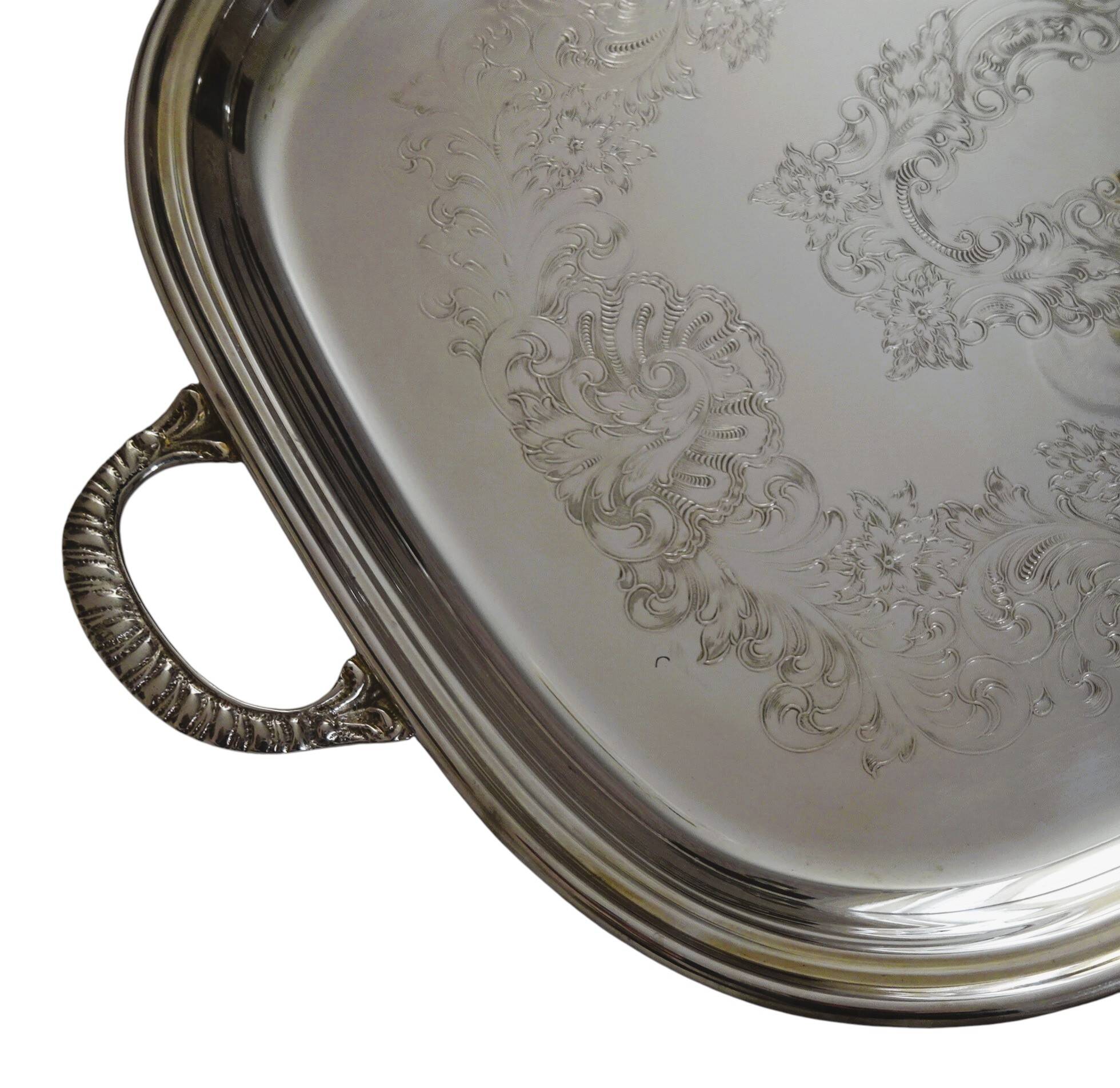 Rectangular silver-plated tray from the St Hilaire house.