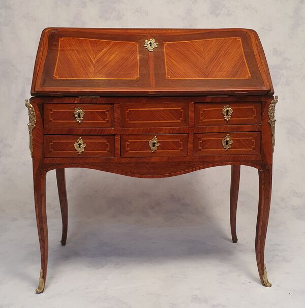 Secrétaire époque Transition Louis XV, Louis XVI - bois de rose & palissandre - 18ème