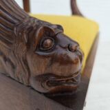 1920-30s, carved wood armchair, design after Georges Jacob, reupholstered.