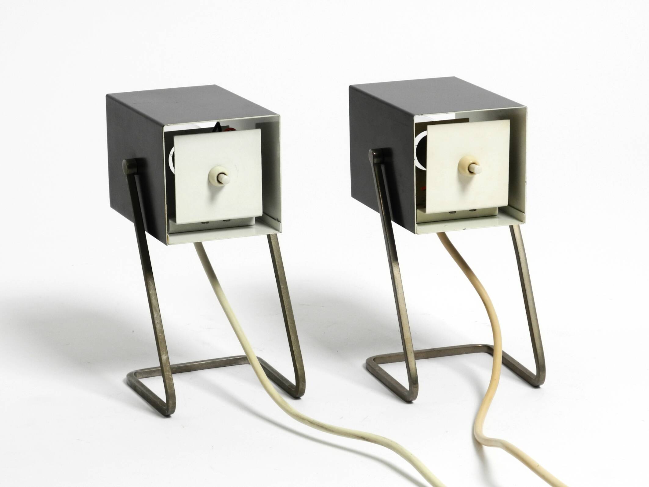 Pair of beautiful Mid Century Modern metal lamps from Kaiser Leuchten
