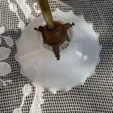 Swan neck brass and opaline wall light