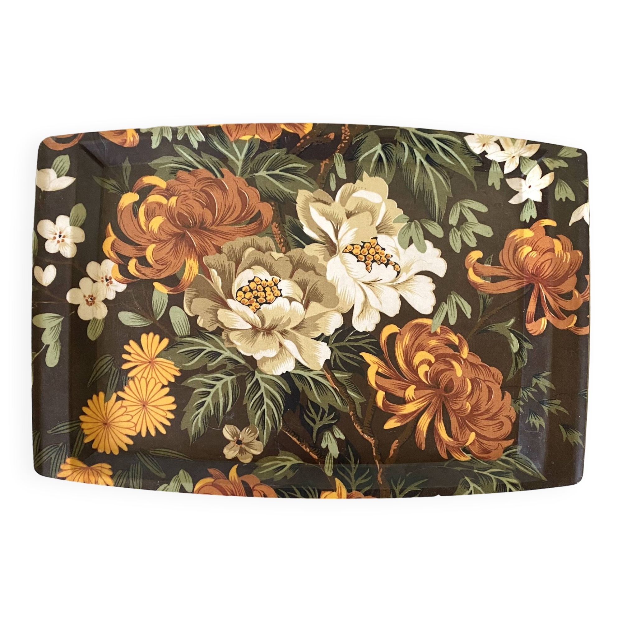 Plateau vintage fleuri Années 70 Mallod Great Britain