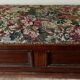 Dark wood and floral jacquard storage bench